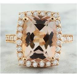 7.12 CTW Morganite 18K Rose Gold Diamond Ring