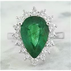 5.46 CTW Emerald 14K White Gold Diamond Ring