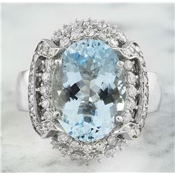 6.32 CTW Aquamarine 18K White Gold Diamond Ring