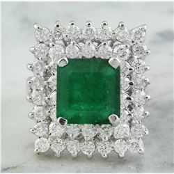 6.50 CTW Emerald 18K White Gold Diamond Ring