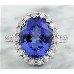 10.46 CTW Tanzanite 18K White Gold Diamond Ring