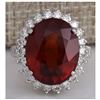 Image 1 : 18.43 CTW Natural Red Hessonite Garnet And Diamond Ring In14K White Gold