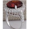 Image 3 : 18.43 CTW Natural Red Hessonite Garnet And Diamond Ring In14K White Gold
