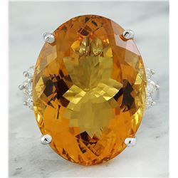 23.65 CTW Citrine 18K White Gold Diamond Ring