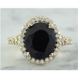 5.12 CTW Sapphire 18K Yellow Gold Diamond Ring