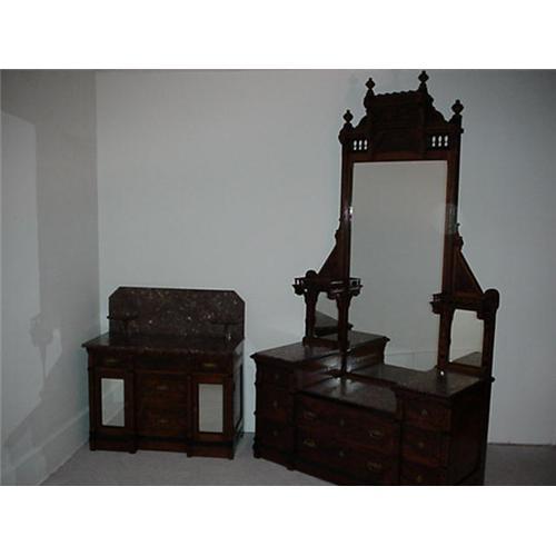 Walnut Gothic Eastlake Victorian Marble Top 1140021