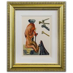 Salvador Dali- Original Color Woodcut on B.F.K. Rives Paper "Inferno 18"