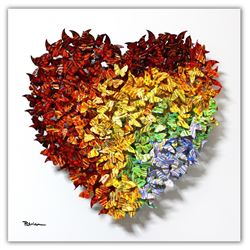 Patricia Govezensky- Original 3D Metal Art on Wood "Heart"