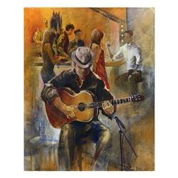 Lena Sotskova, "Lounge Singer" Hand Signed, Artist Embellished Limited Edition Giclee on Canvas with