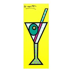 Romero Britto "Yellow Martini" Hand Signed Limited Edition Giclee on Canvas; Authenticated