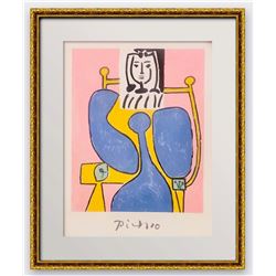 Pablo Picasso- Lithograph on Arches Paper "Femme Assise a la Robe Bleue"