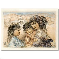 "Zalina with Aries and Ande" Limited Edition Lithograph by Edna Hibel, Numbered and Hand Signed with