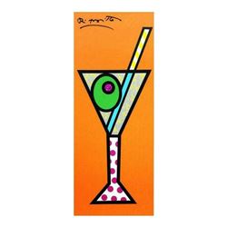 Romero Britto "Tangerine Martini" Hand Signed Limited Edition Giclee on Canvas; Authenticated