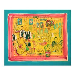 Wayne Ensrud "Chez Dumonet, Paris" Mixed Media Original Artwork; Hand Signed; COA