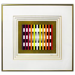 Yaacov Agam- Original Lithograph "White rhombs"