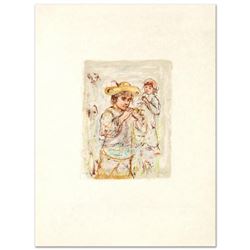 "Boy with Horn" Limited Edition Lithograph by Edna Hibel (1917-2014), Numbered and Hand Signed with 