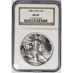 1988 American Silver Eagle NGC MS69