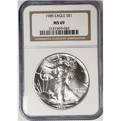 1989 American Silver Eagel NGC MS69