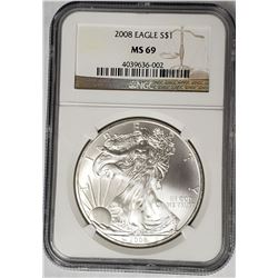 2008 American Silver Eagle NGC MS69