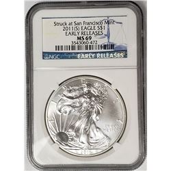 2011 S American Silver Eagle NGC MS69 Early