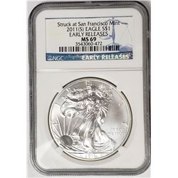 2011 S American Silver Eagle NGC MS69 Early