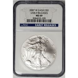2007 W American Silver Eagle Early Releases NGC