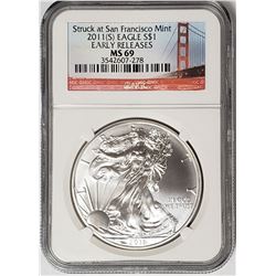 2011 S American Silver Eagel NGC MS69 Early