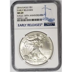 2016 American Silver Eagle 30th Anniv. NGC MS69