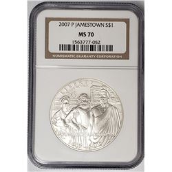 2007 P Jamestown Silver Dollar NGC MS70