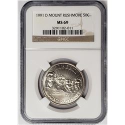 1991 D Mount Rushmore 50c NGC MS69