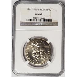 1991-1995 P World War II 50c NGC MS69