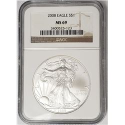 2008 American Silver Eagle NGC MS69