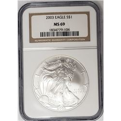 2003 American Silver Eagle NGC MS69