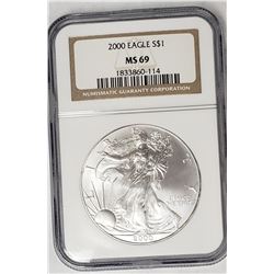 2000 American Silver Eagle NGC MS69