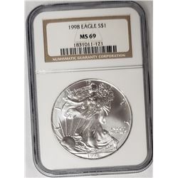 1998 American Silver Eagle NGC MS69