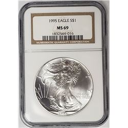 1995 American Silver Eagle NGC MS69