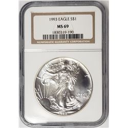 1993 American Silver Eagle NGC MS69