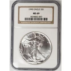 1990 American Silver Eagle NGC MS69