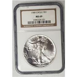 1989 American Silver Eagel NGC MS69
