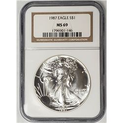 1987 American Silver Eagle NGC MS69