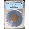 Image 1 : 1864 2 Cent Piece First Year of Issue ANACS