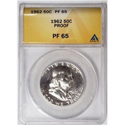 1962 50c Franklin Silver Proof ANACS PF65