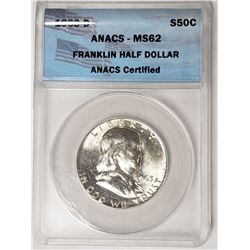 1963 D Franklin Half Dollar ANAC MS62