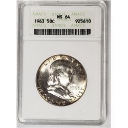 1963 Franklin Half Dollar Vintage ANACS MS64