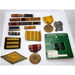 WWII US Army Lot - Medals, Ribbons, Pins