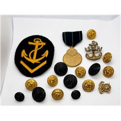 WWII US Navy Lot Patch Buttons Pins - Modern Medal