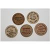 Image 1 : 5-WOODEN NICKELS - ALL DIFFERENT - SEE DESCRIPTION