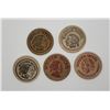 Image 2 : 5-WOODEN NICKELS - ALL DIFFERENT - SEE DESCRIPTION