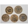 Image 1 : 5-WOODEN NICKELS - ALL DIFFERENT - SEE DESCRIPTION
