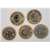 Image 2 : 5-WOODEN NICKELS - ALL DIFFERENT - SEE DESCRIPTION